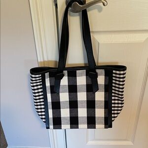 Talbots Black and White Plaid Tote